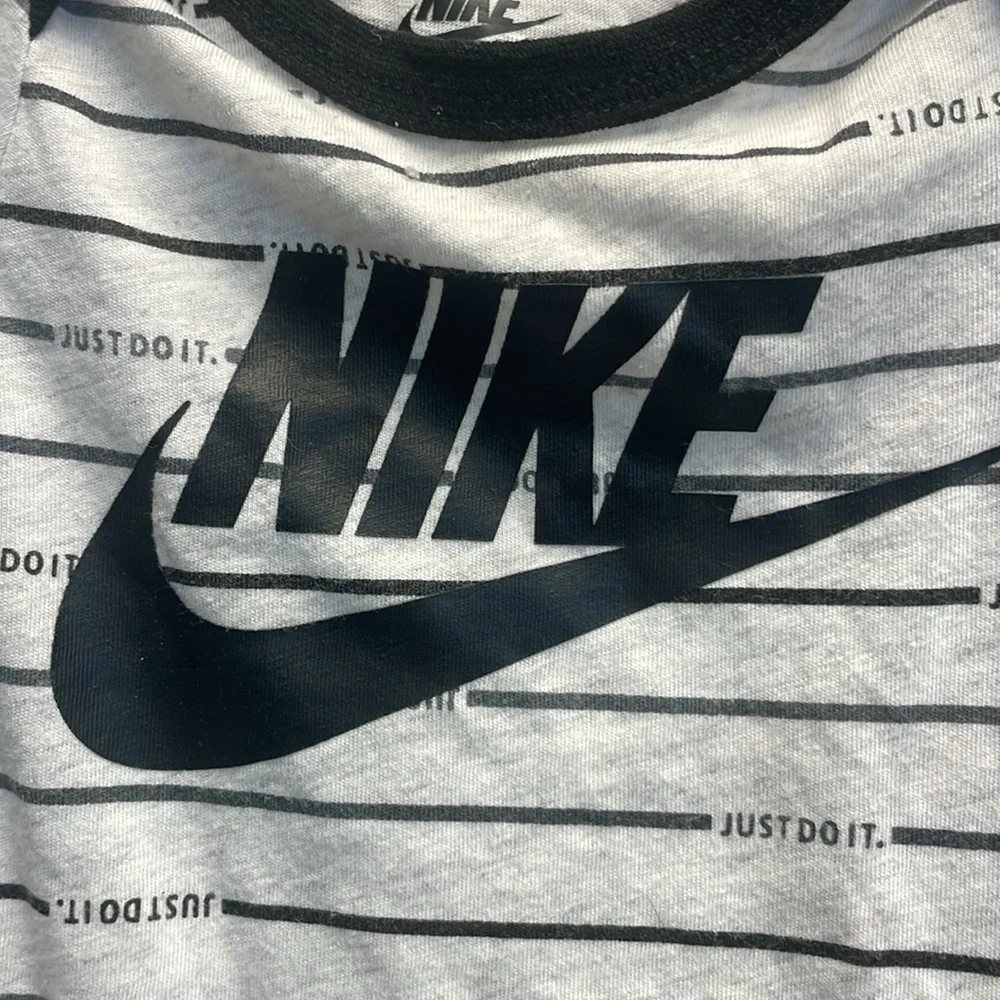 Nike Black and‎ Gray Striped Baby onesie